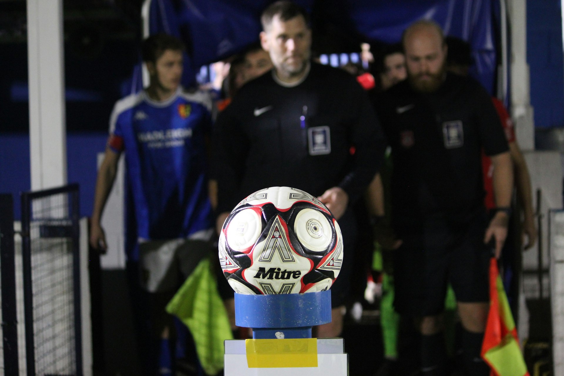 Ipswich Wanderers and Stowmarket Town players entering the pitch for their cup derby on 14 October 2025